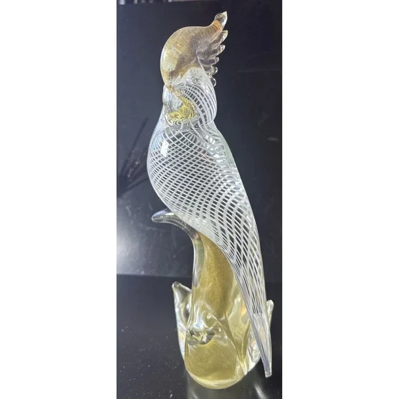 Formia Birds Murano gold Fleck White Optic Glass Cockatoos (FP) - Picture 5 of 16